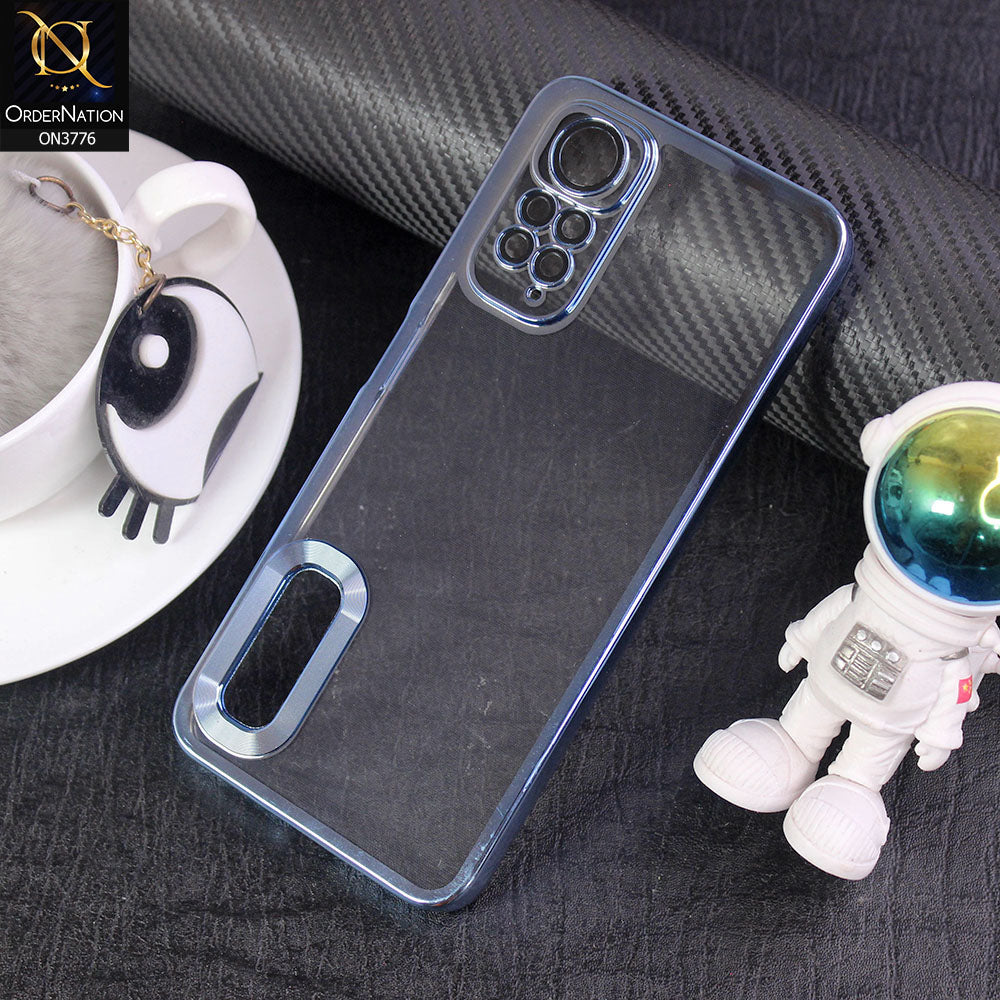 Xiaomi Redmi Note 11 Cover - Sierra Blue -  Electroplating Borders Logo Hole Camera Lens Protection Soft Silicone Case