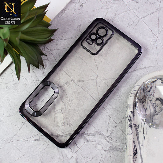 Vivo Y73 Cover - Black - Electroplating Borders Logo Hole Camera Lens Protection Soft Silicone Case