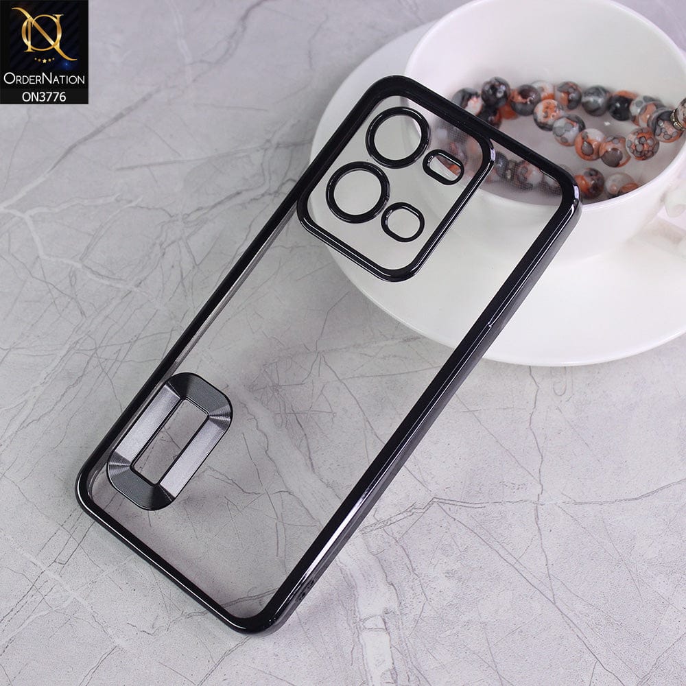 Vivo V25 5G Cover - Black - Electroplating Borders Logo Hole Camera Lens Protection Soft Silicone Case