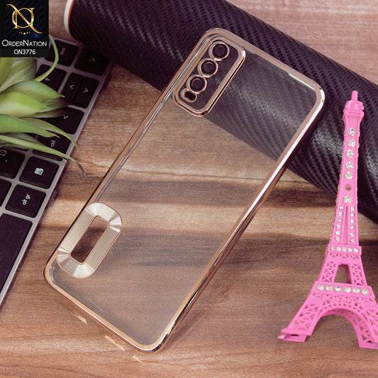 Vivo Y20i Cover - Golden - Electroplating Borders Logo Hole Camera Lens Protection Soft Silicone Case