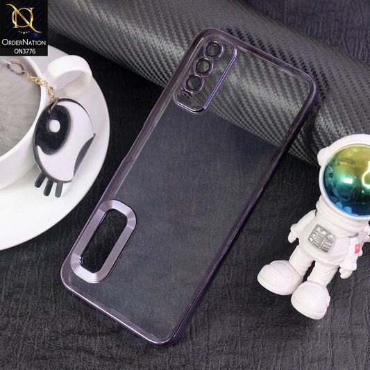 Vivo Y12a Cover - Purple -  Electroplating Borders Logo Hole Camera Lens Protection Soft Silicone Case