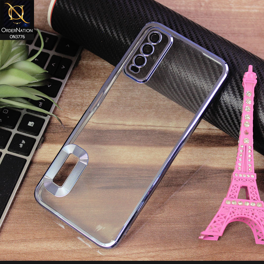 Vivo Y20a Cover - Sierra Blue - Electroplating Borders Logo Hole Camera Lens Protection Soft Silicone Case
