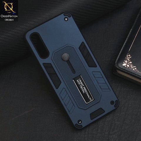 Samsung Galaxy A50 Cover - Midnight Blue - Hybrid Stylish Slide Finger Grip With Metal Kickstand Soft Borders Case