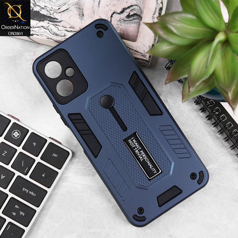 Tecno Camon 19 Neo Cover - Midnight Blue - Hybrid Stylish Slide Finger Grip With Metal Kickstand Soft Borders Case