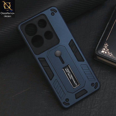 Infinix Note 30 Cover - Midnight Blue - Hybrid Stylish Slide Finger Grip With Metal Kickstand Soft Borders Case