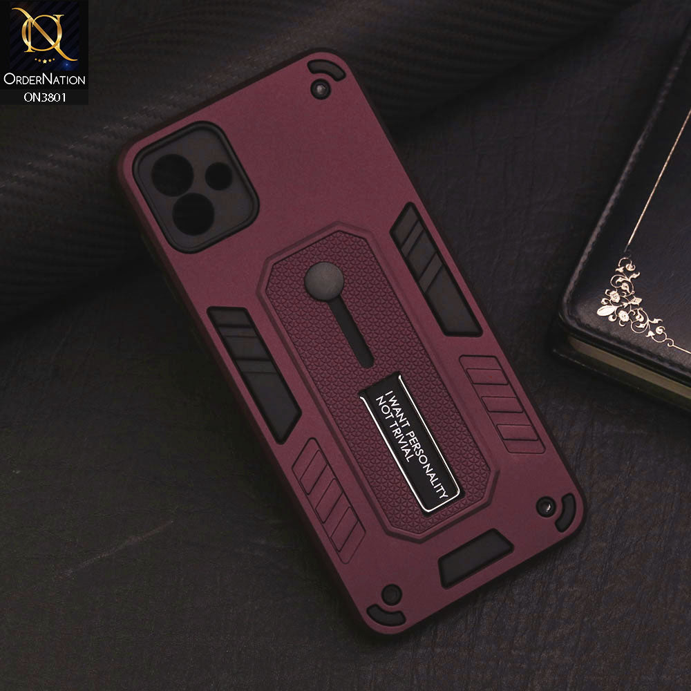 Samsung Galaxy M13 5G Cover - Red - Hybrid Stylish Slide Finger Grip With Metal Kickstand Soft Borders Case