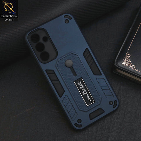 Samsung Galaxy A14 5G Cover - Midnight Blue - Hybrid Stylish Slide Finger Grip With Metal Kickstand Soft Borders Case