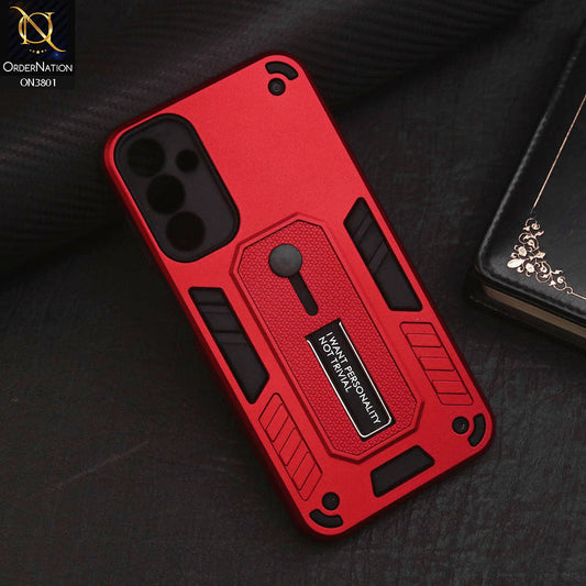 Samsung Galaxy A14 5G Cover - Red - Hybrid Stylish Slide Finger Grip With Metal Kickstand Soft Borders Case