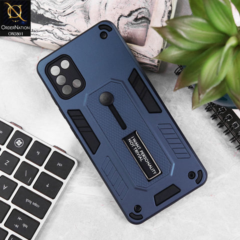 Samsung Galaxy A31 Cover - Midnight Blue - Hybrid Stylish Slide Finger Grip With Metal Kickstand Soft Borders Case