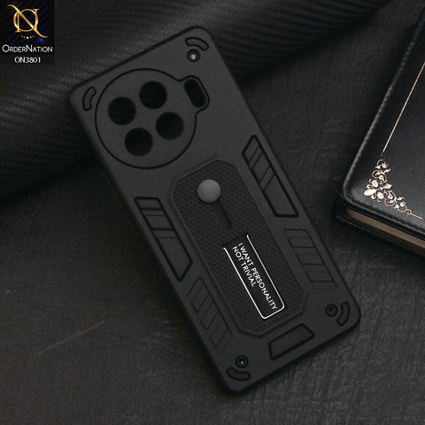 Tecno Spark  20 Pro Plus Cover - Black - Hybrid Stylish Slide Finger Grip With Metal Kickstand Soft Borders Case
