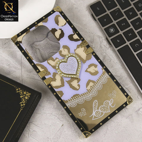 Oppo A3x 4G Cover - Design3- Heart Bling Diamond Glitter Soft TPU Trunk Case With Ring Holder