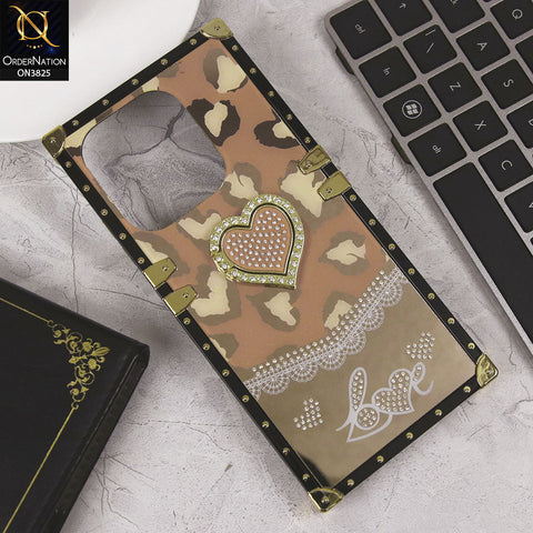 Oppo A3x 4G Cover - Design5- Heart Bling Diamond Glitter Soft TPU Trunk Case With Ring Holder