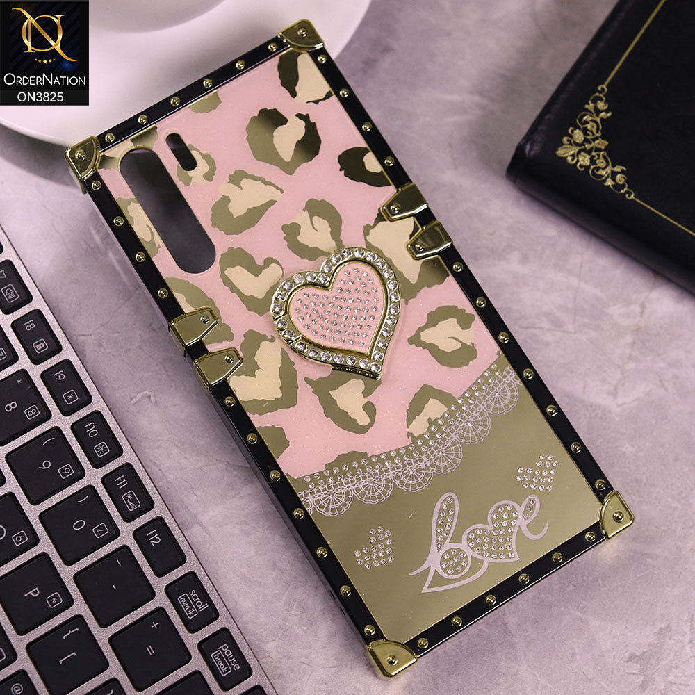 Oppo A91 Cover - Design1 -  Heart Bling Diamond Glitter Soft TPU Trunk Case With Ring Holder