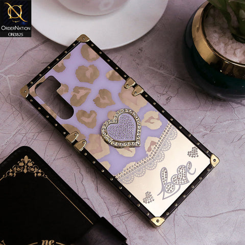 Oppo F15 Cover - Design3 - Heart Bling Diamond Glitter Soft TPU Trunk Case With Ring Holder