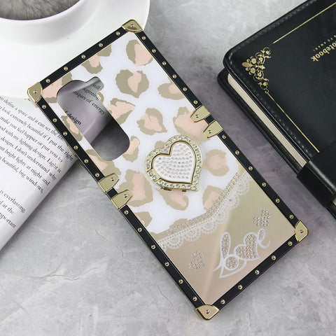 Infinix Hot 50 Pro Cover - Design 2 - Heart Bling Diamond Glitter Soft TPU Trunk Case With Ring Holder