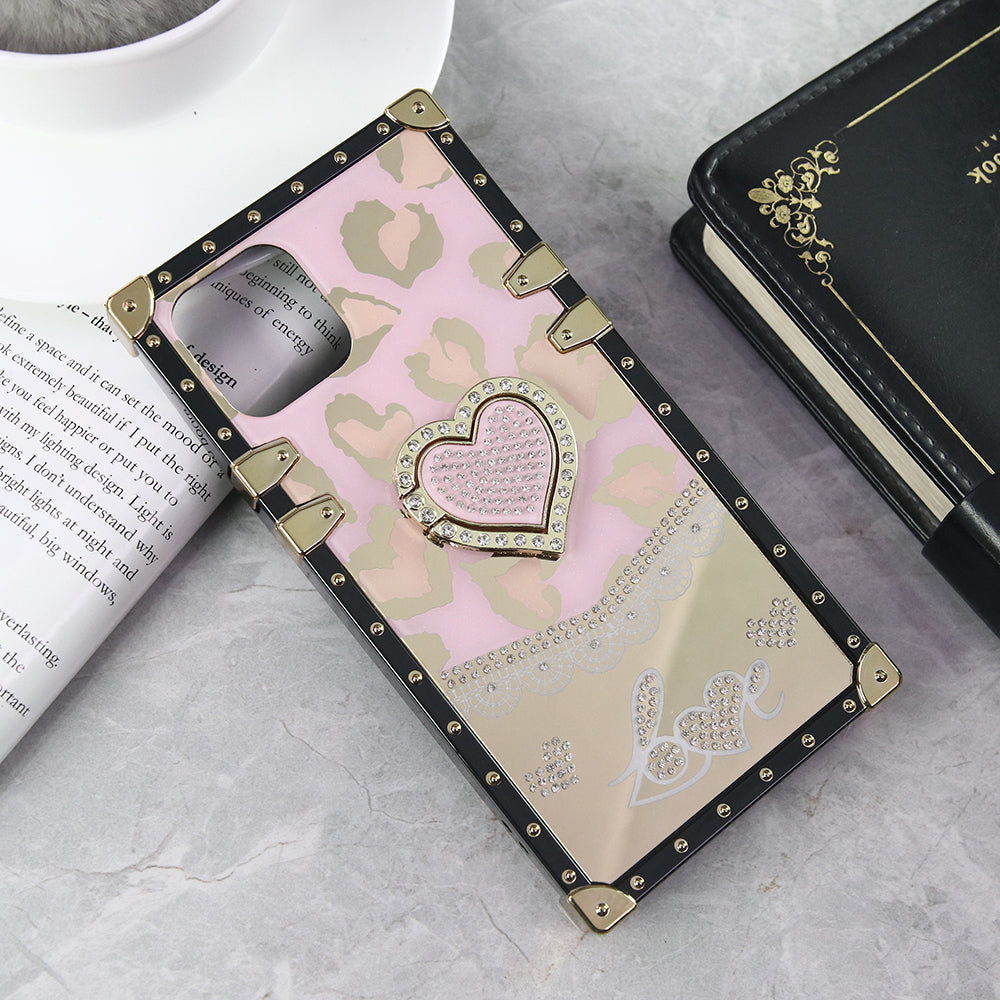 iPhone 11 Pro Cover - Design 1 - Heart Bling Diamond Glitter Soft TPU Trunk Case With Ring Holder