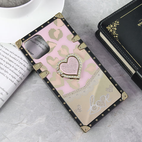 iPhone 11 Pro Cover - Design 1 - Heart Bling Diamond Glitter Soft TPU Trunk Case With Ring Holder