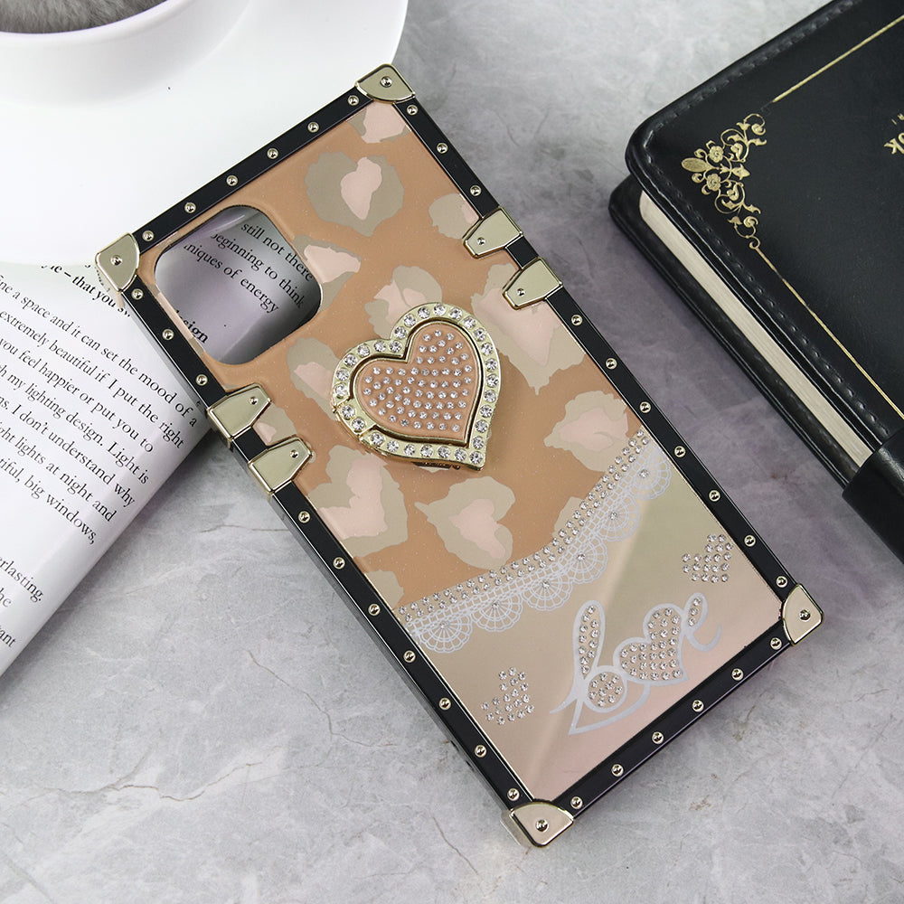 iPhone 11 Pro Cover - Design 5 - Heart Bling Diamond Glitter Soft TPU Trunk Case With Ring Holder