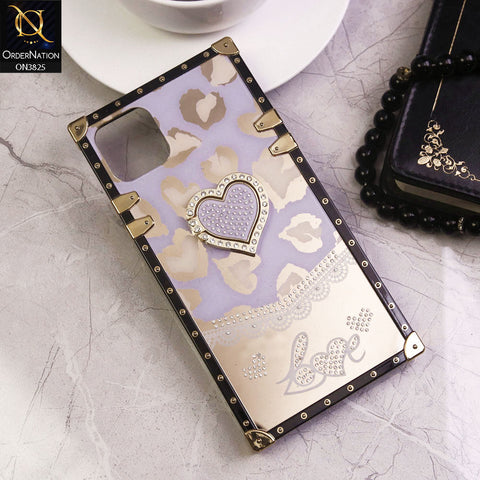 iPhone 11 Pro Max Cover - Design3 - Heart Bling Diamond Glitter Soft TPU Trunk Case With Ring Holder