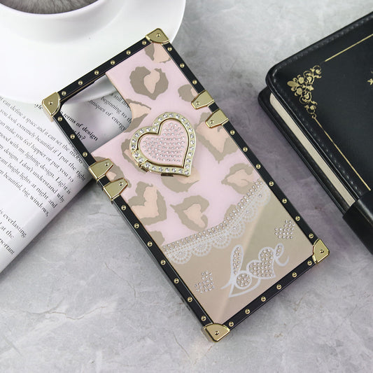 iPhone 13 Cover - Design 1 - Heart Bling Diamond Glitter Soft TPU Trunk Case With Ring Holder