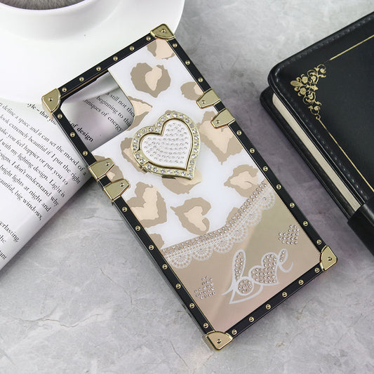 iPhone 13 Cover - Design 2 - Heart Bling Diamond Glitter Soft TPU Trunk Case With Ring Holder