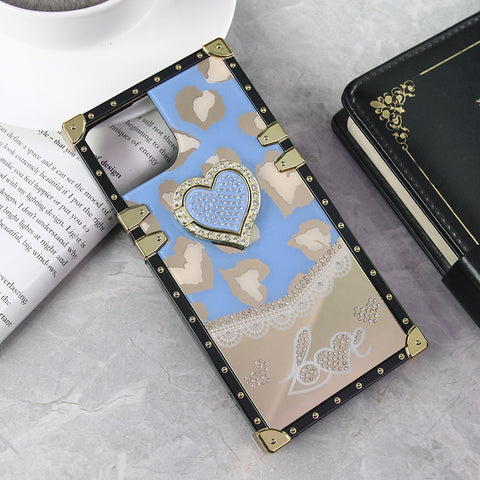 iPhone 13 Cover - Design 4 - Heart Bling Diamond Glitter Soft TPU Trunk Case With Ring Holder