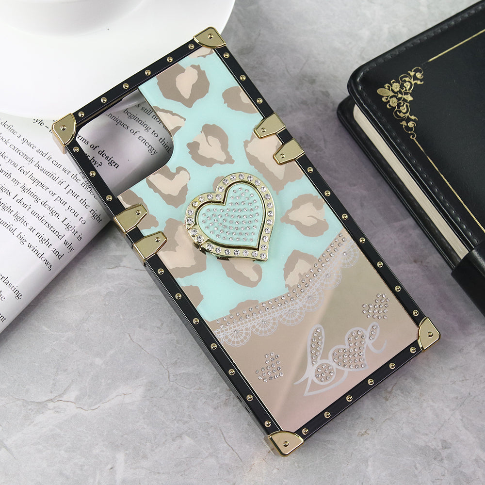 iPhone 14 Cover - Design 6 - Heart Bling Diamond Glitter Soft TPU Trunk Case With Ring Holder