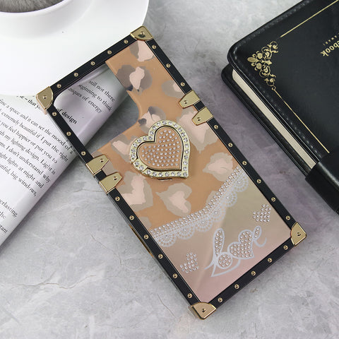 iPhone 16 Pro Cover - Design 5 - Heart Bling Diamond Glitter Soft TPU Trunk Case With Ring Holder