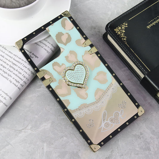 iPhone 16 Pro Max Cover - Design 6 - Heart Bling Diamond Glitter Soft TPU Trunk Case With Ring Holder
