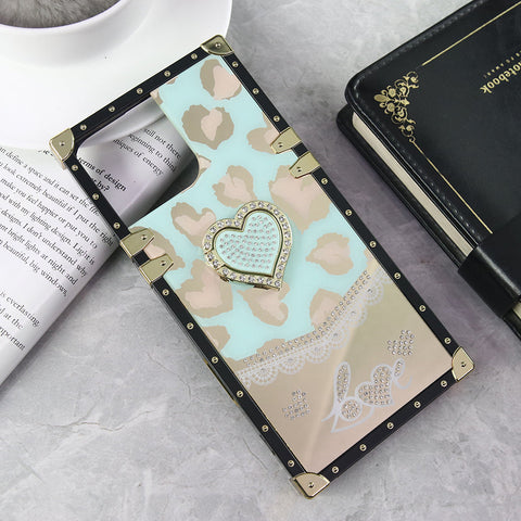iPhone 16 Pro Max Cover - Design 6 - Heart Bling Diamond Glitter Soft TPU Trunk Case With Ring Holder
