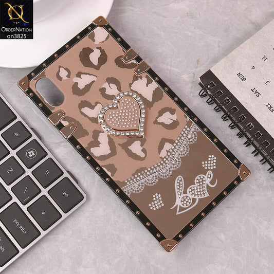 iPhone XS Max Cover - Design5 - Heart Bling Diamond Glitter Soft TPU Trunk Case With Ring Holder