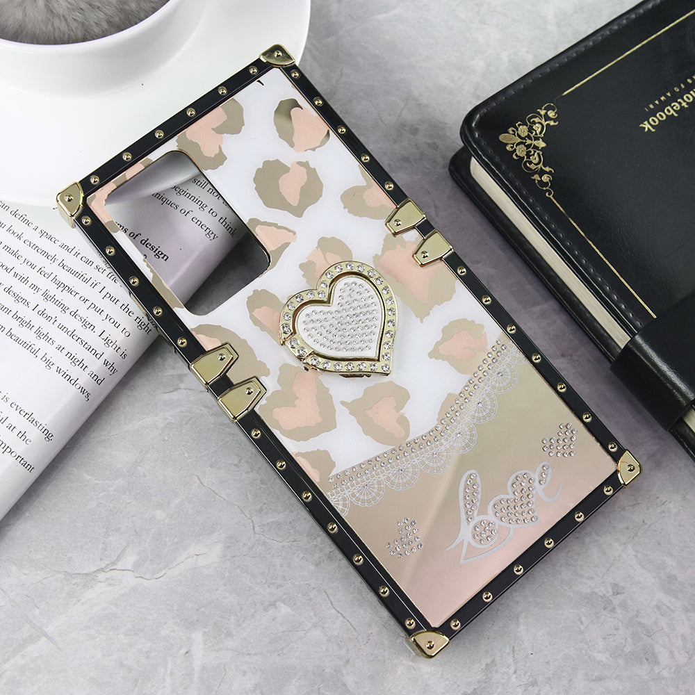 Samsung Galaxy Note 20 Ultra Cover - Design 2 - Heart Bling Diamond Glitter Soft TPU Trunk Case With Ring Holder