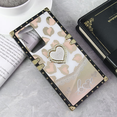 Samsung Galaxy Note 20 Ultra Cover - Design 2 - Heart Bling Diamond Glitter Soft TPU Trunk Case With Ring Holder