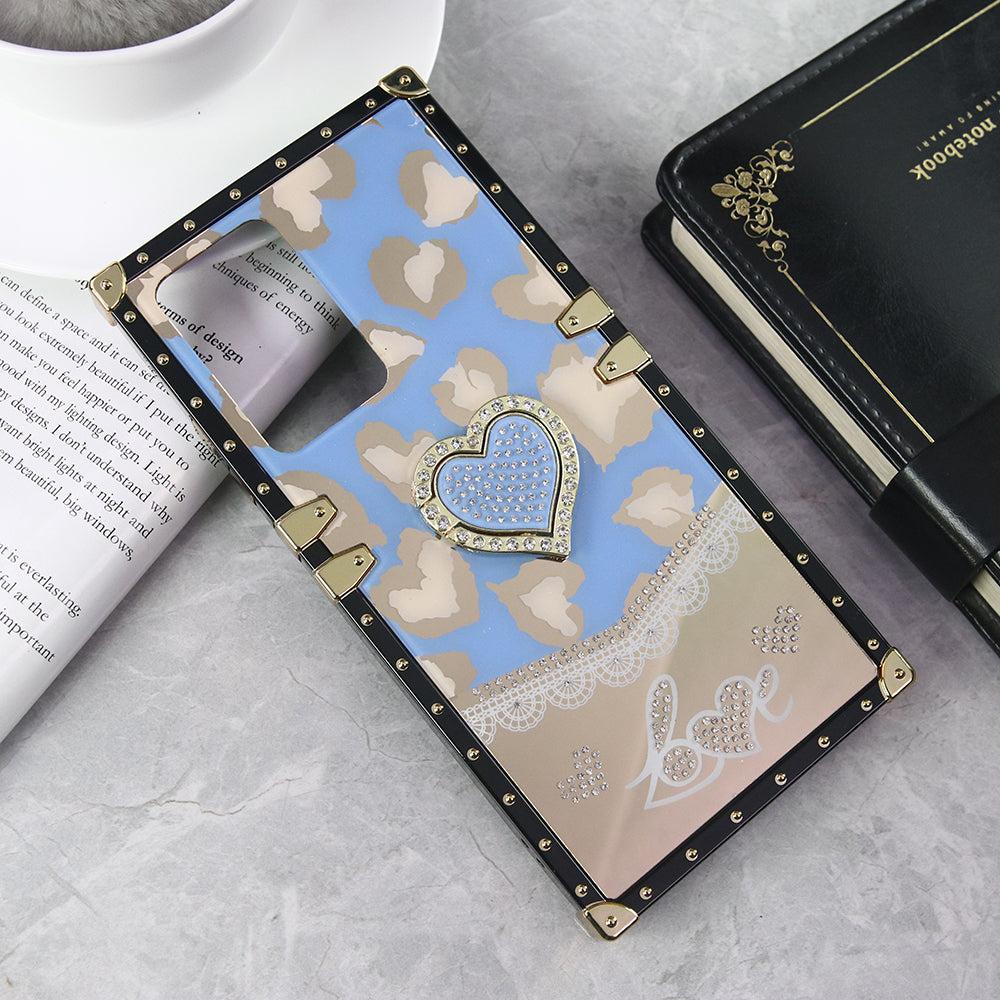 Samsung Galaxy Note 20 Ultra Cover - Design 4 - Heart Bling Diamond Glitter Soft TPU Trunk Case With Ring Holder