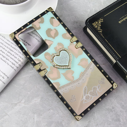 Samsung Galaxy Note 20 Ultra Cover - Design 6 - Heart Bling Diamond Glitter Soft TPU Trunk Case With Ring Holder