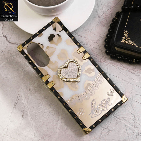 Oppo A38 Cover - Design2 - Heart Bling Diamond Glitter Soft TPU Trunk Case With Ring Holder