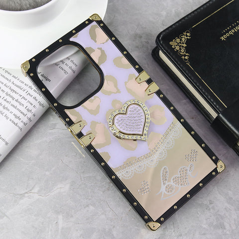 Oppo A5 Pro 4G Cover - Design 3 - Heart Bling Diamond Glitter Soft TPU Trunk Case With Ring Holder