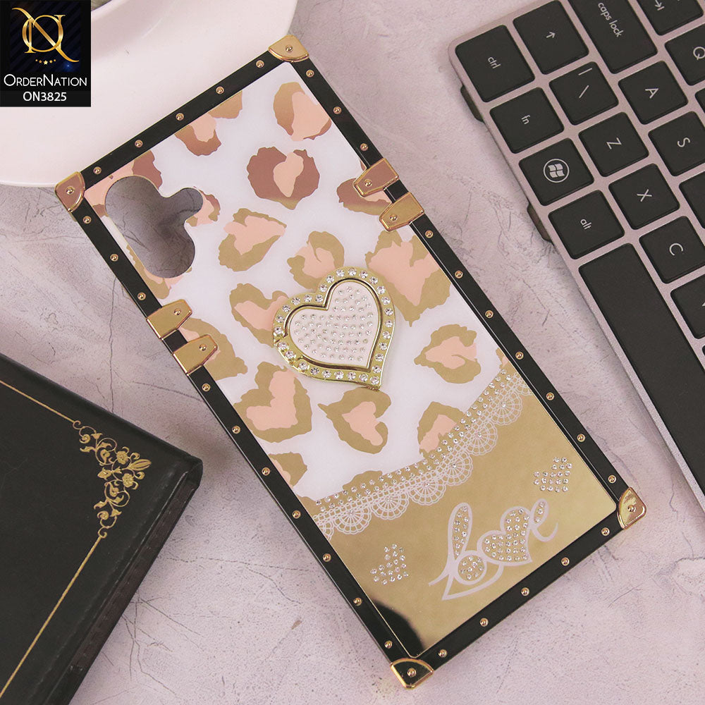 Samsung Galaxy M07 Cover - Design 2 - Heart Bling Diamond Glitter Soft TPU Trunk Case With Ring Holder