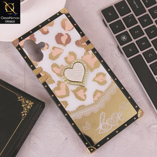 Samsung Galaxy F07 Cover - Design 2 - Heart Bling Diamond Glitter Soft TPU Trunk Case With Ring Holder