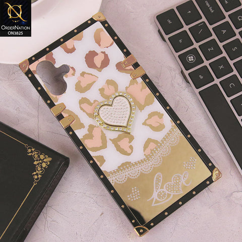 Samsung Galaxy M07 Cover - Design 2 - Heart Bling Diamond Glitter Soft TPU Trunk Case With Ring Holder