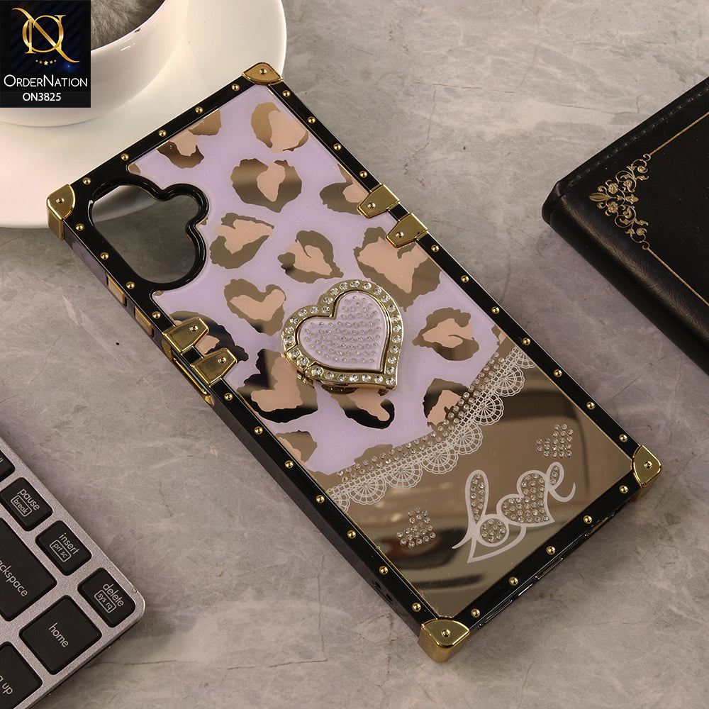 Samsung Galaxy M07 Cover - Design 3 - Heart Bling Diamond Glitter Soft TPU Trunk Case With Ring Holder
