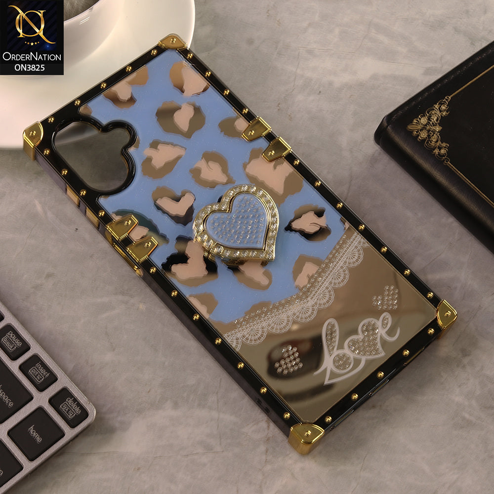Samsung Galaxy M07 Cover - Design 4 - Heart Bling Diamond Glitter Soft TPU Trunk Case With Ring Holder