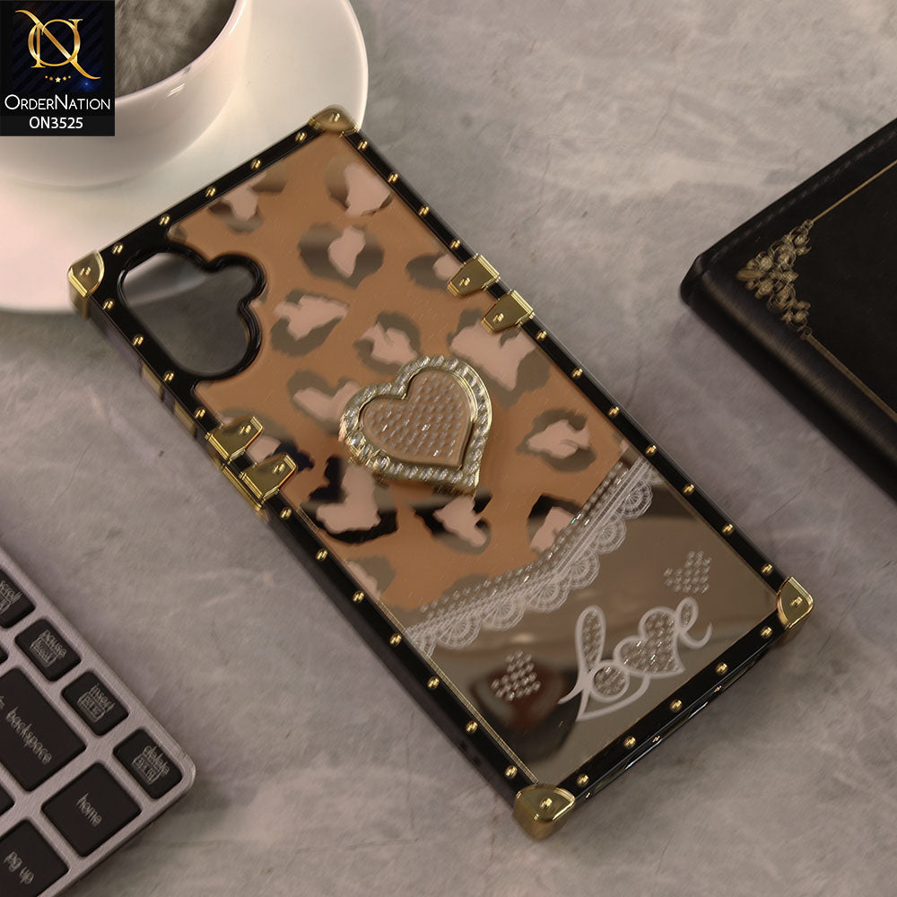 Samsung Galaxy M07 Cover - Design 5 - Heart Bling Diamond Glitter Soft TPU Trunk Case With Ring Holder