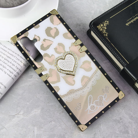 Samsung Galaxy A25 5G Cover - Design 2 - Heart Bling Diamond Glitter Soft TPU Trunk Case With Ring Holder