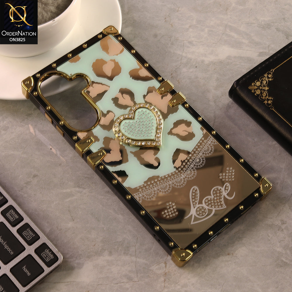 Samsung Galaxy A57 Cover - Design 6 - Heart Bling Diamond Glitter Soft TPU Trunk Case With Ring Holder