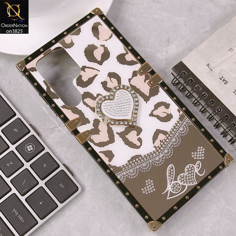 Samsung Galaxy S25 Ultra Cover - Design2 - Heart Bling Diamond Glitter Soft TPU Trunk Case With Ring Holder