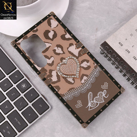 Samsung Galaxy S25 Ultra Cover - Design5 - Heart Bling Diamond Glitter Soft TPU Trunk Case With Ring Holder