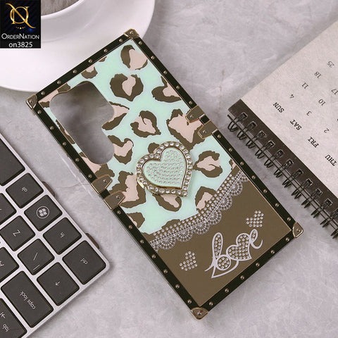 Samsung Galaxy S25 Ultra Cover - Design6 - Heart Bling Diamond Glitter Soft TPU Trunk Case With Ring Holder