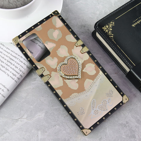 Vivo Y18 Cover - Design 5 - Heart Bling Diamond Glitter Soft TPU Trunk Case With Ring Holder