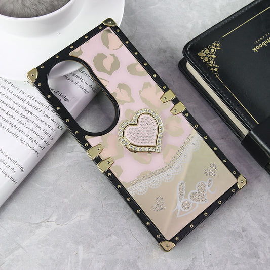 Vivo V50 Cover - Design 1 - Heart Bling Diamond Glitter Soft TPU Trunk Case With Ring Holder